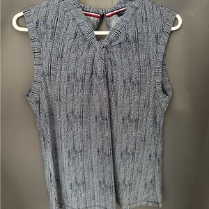 Tommy Hilfiger Navy and White Striped Sleeveless Top